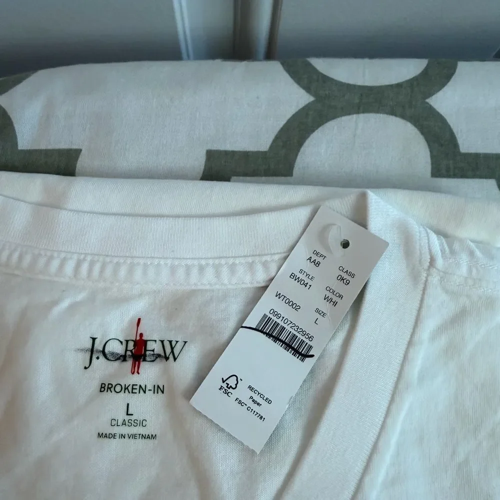 J.Crew Broken-In Classic V-Neck shirt NWT Size L